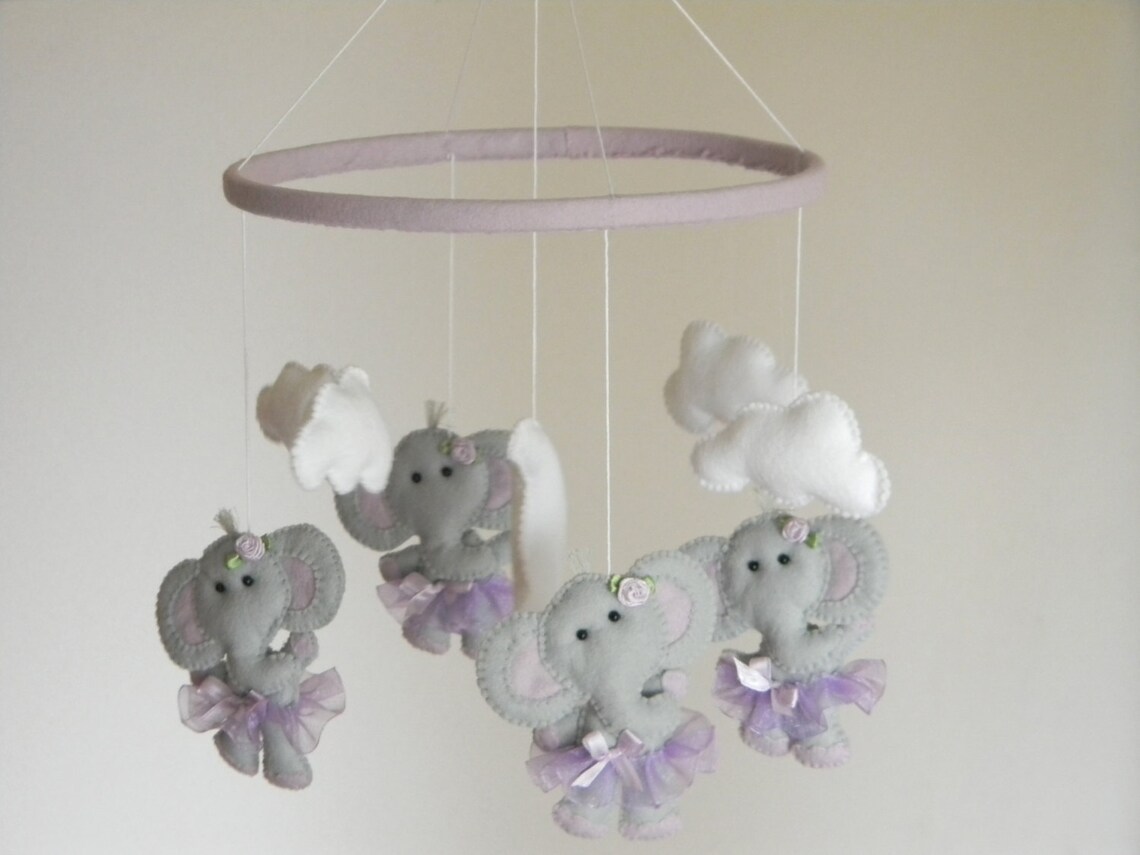 Elephant Baby Crib Mobile Ballerina Cot Mobile Elephant Tutu Etsy