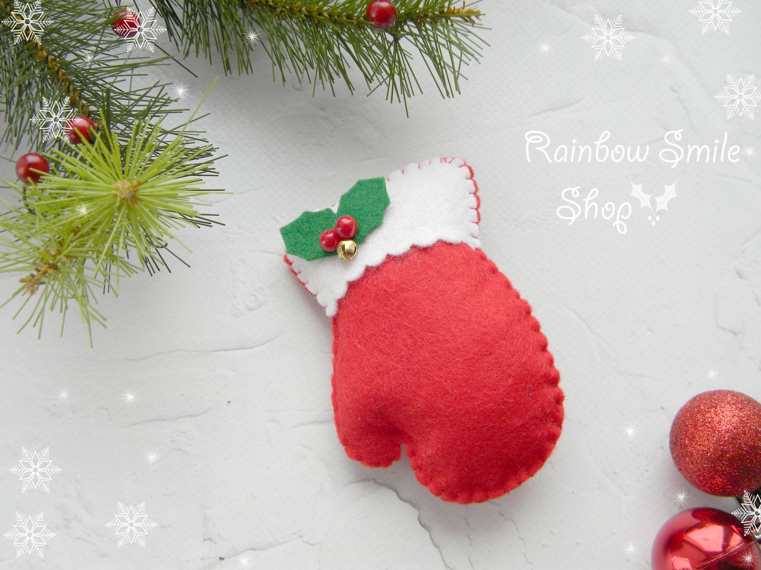 Mitten - Handmade Threadwork Stuffed Christmas Ornament 24