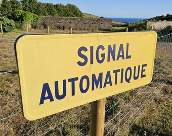 Vintage French Railway Embossed Enamel Sign Stamped 1966