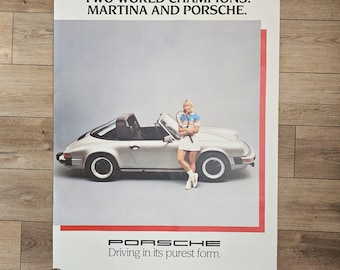 Vintage Porsche Poster - Martina Navratilova & Porsche 911 SC Targa - 1983 - WWM 321 120