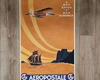 Vintage Art Deco Aeropostale Poster - Re-edition Air France 1988