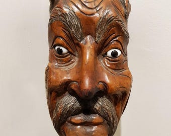 Antique Japanese Noh Puppet Theatre Carved Head