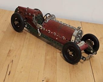 Vintage Meccano Boat Tail Race Car - 1930s Bugatti Type 35