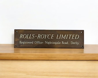 Antique Rolls Royce Registered Office Bronze and Enamel Plaque
