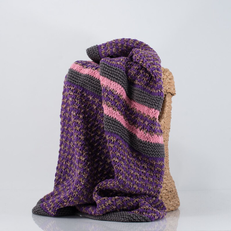 Cotton Baby Blanket Boho Baby Pink Gray and Purple Etsy