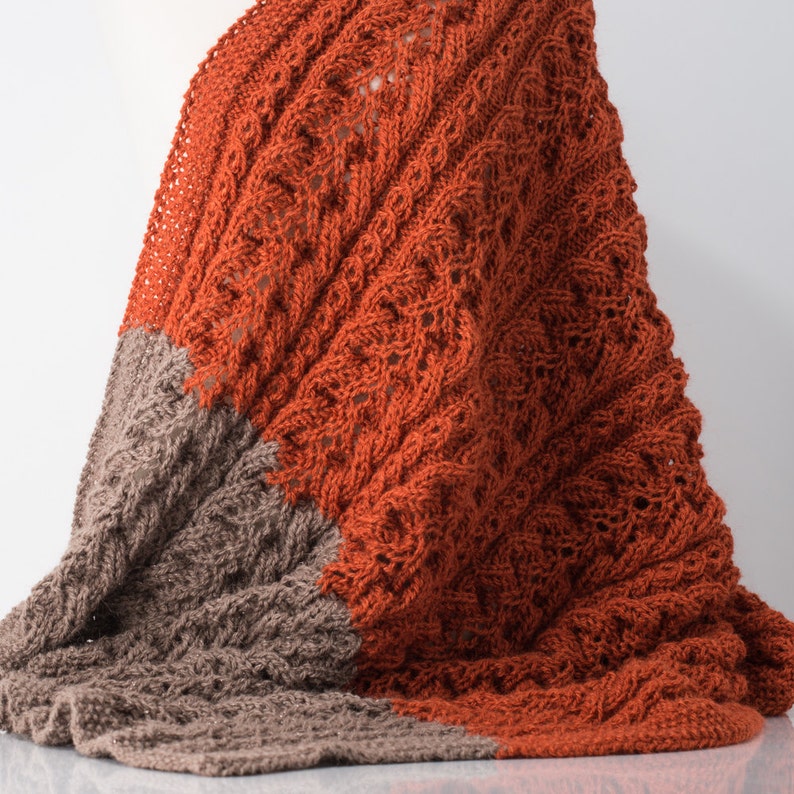 Knit Alpaca Blanket Afghan Throw Burnt Orange and Taupe Etsy