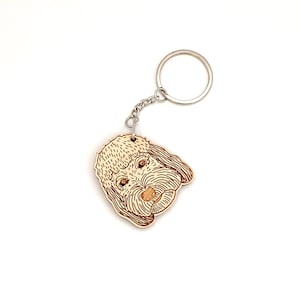 Wooden Goldendoodle Keychain | Goldendoodle Dog Keychain | Laser Cut | Dog Keychains | Dog Illustrations
