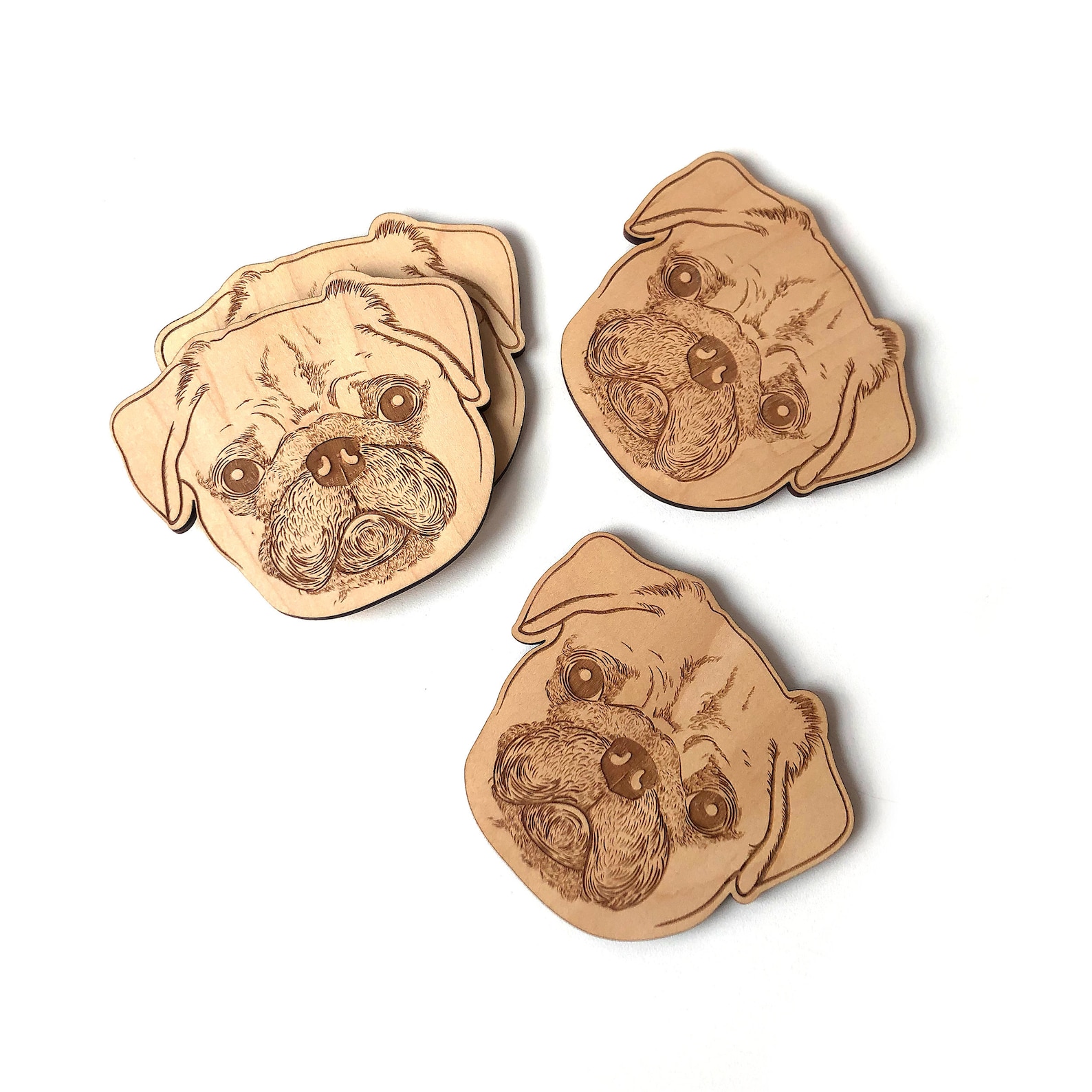 PUG MARKS WOODEN COASTER main image 1
