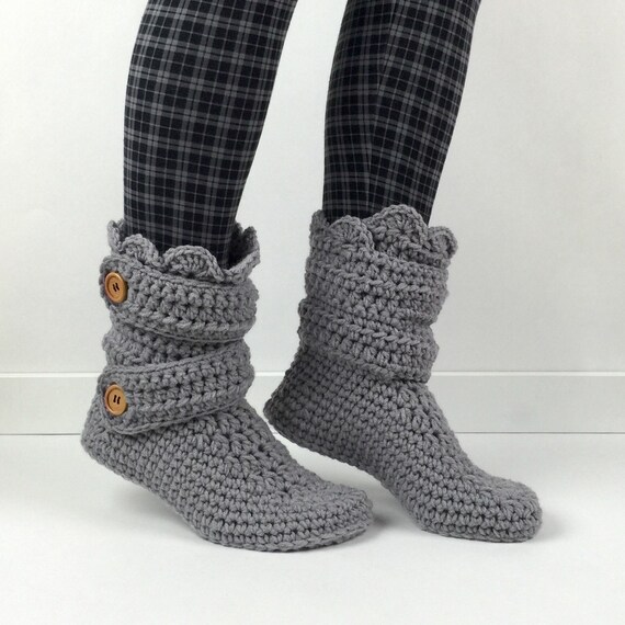 womens grey slipper boots