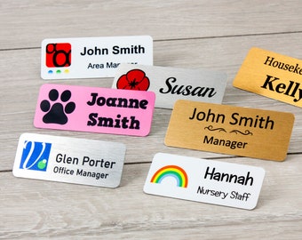 Personalised Name Badge Pin Magnetic Metal | Office Employee Nursery Work Job Logo Badge