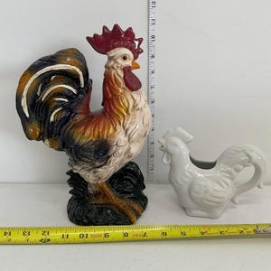 Vintage Decorative Rooster Figurine & Creamer Set
