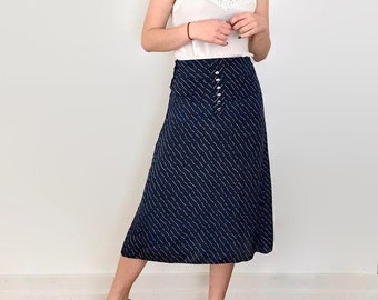 Vintage Navy Broken Stripe Skirt