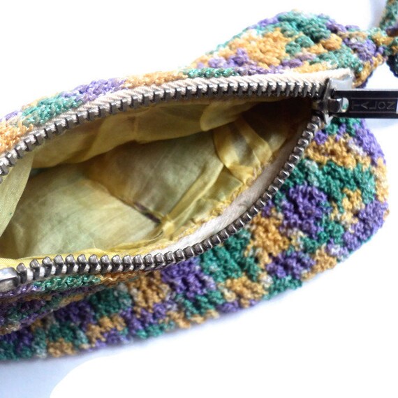 Vintage Hand-Crocheted Mardi Gras Clutch - image 3