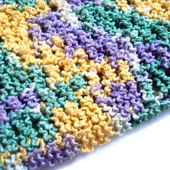 Vintage Hand-Crocheted Mardi Gras Clutch - image 2