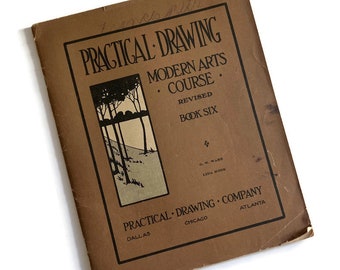 Rare livre 6 du cours d'arts modernes « Dessin pratique » de 1919 : Éducation à l'art antique