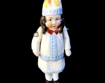 Antique German All-Bisque Penny Doll | Hertwig & Co. Attributed | 1890s–1910s | Molded Costume Miniature