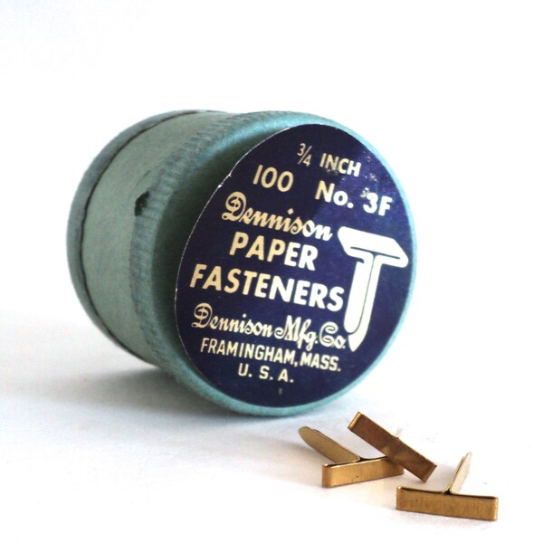 Dennison Vintage No. 3F Brass Paper Fasteners