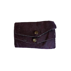 Monedero antiguo de tafetán burdeos / Monedero vintage de tela / Cierre a presión / Dos bolsillos / Accesorio elegante / 10 x 6,35 cm