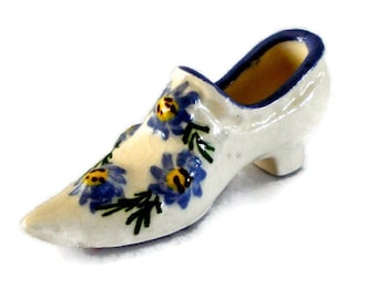 Vintage Miniature Ceramic Heel with Embossed Purple Flowers