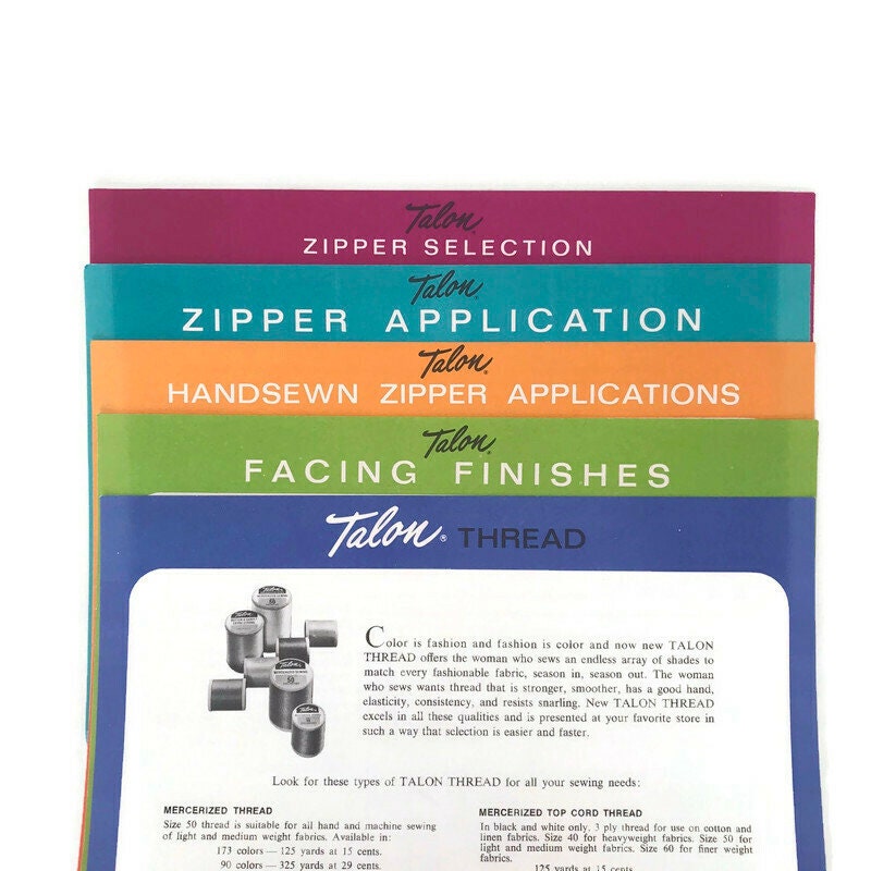 1960s Talon Zipper Instruction Packet: Vintage Sewing Ephemera