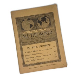 RARA 1907 All The World - Revista trimestral del movimiento de avance de la Iglesia Presbiteriana / Volumen III, N.º 2 / Tapa blanda antigua