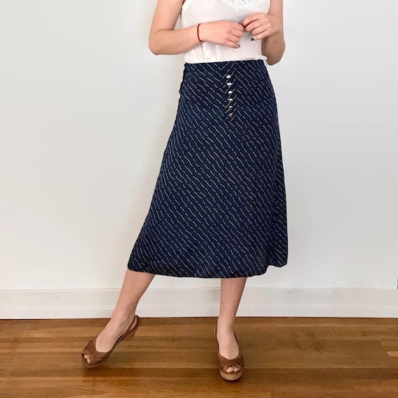 Vintage Navy Broken Stripe Skirt - image 1