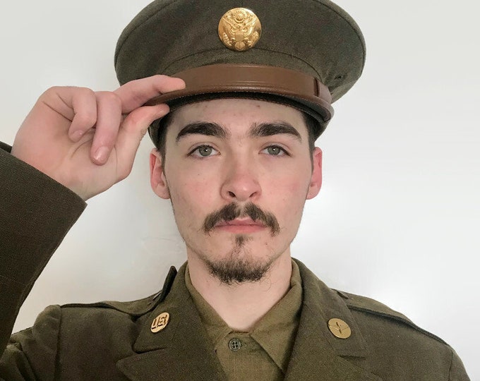 Vintage WWII U.S. Military Olive Drab Wool Service Cap. Etsy