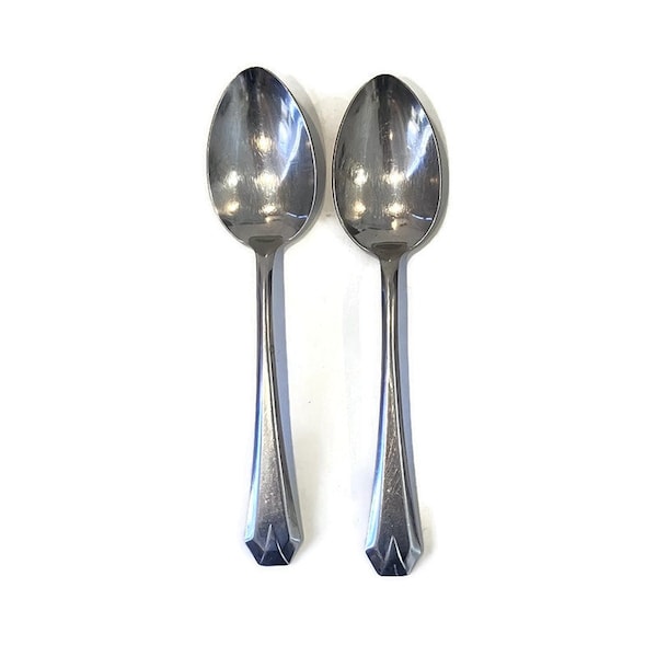 Vintage Allegheny Metal Streamline Pattern Serving Spoons