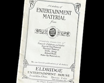 Antique 1920 Eldridge Entertainment House Catalog | The House That Helps | Plays, Pageants & Music