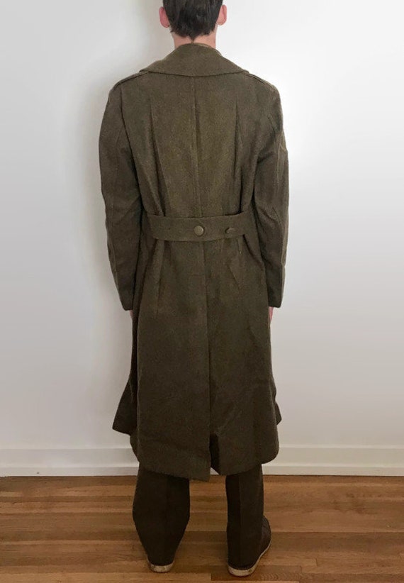 Vintage WWII Olive Drab Boiled Wool U.S. Military Trench Coat