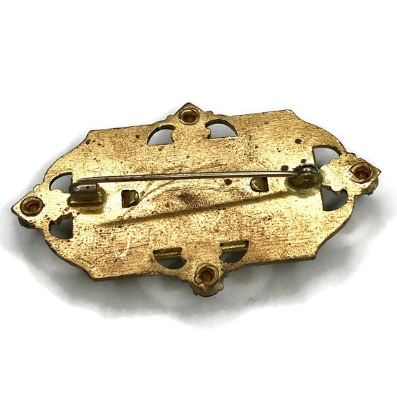 Antique Art Deco Brass Brooch - image 3