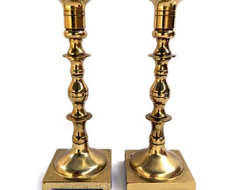 Vintage AF Baldwin Brass Candlesticks | Pair of 9.5 Inch Taper Holders | Colonial Revival