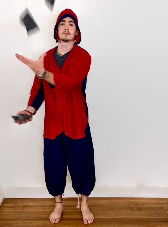 Vintage Blue and Red Jester Costume