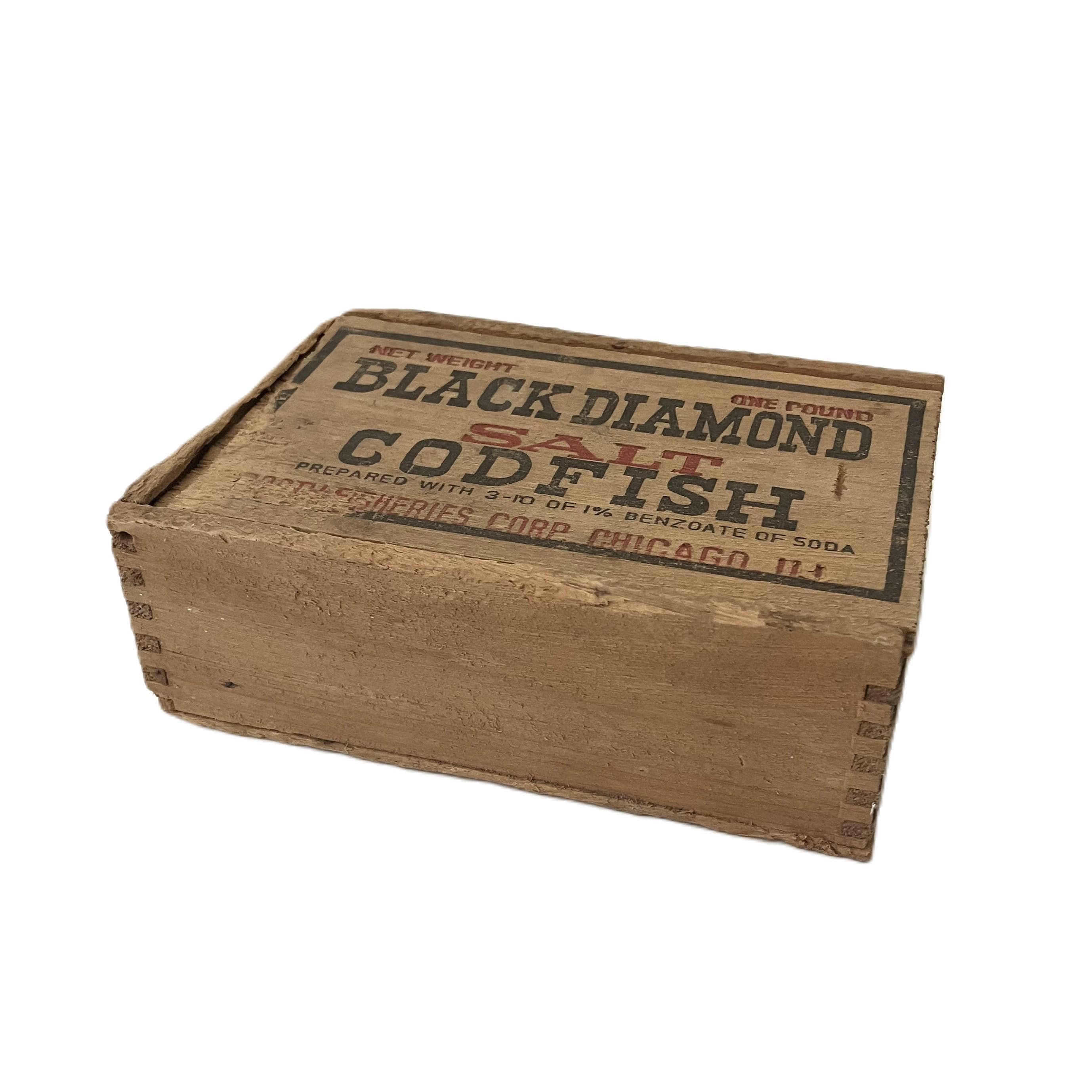 diamond village fish box Deluxe painted details Antique Black Diamond Salt Codfish