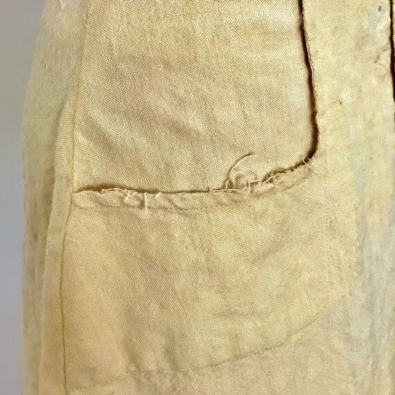 Antique Butter Yellow Linen Burlap Work Skirt - image 5