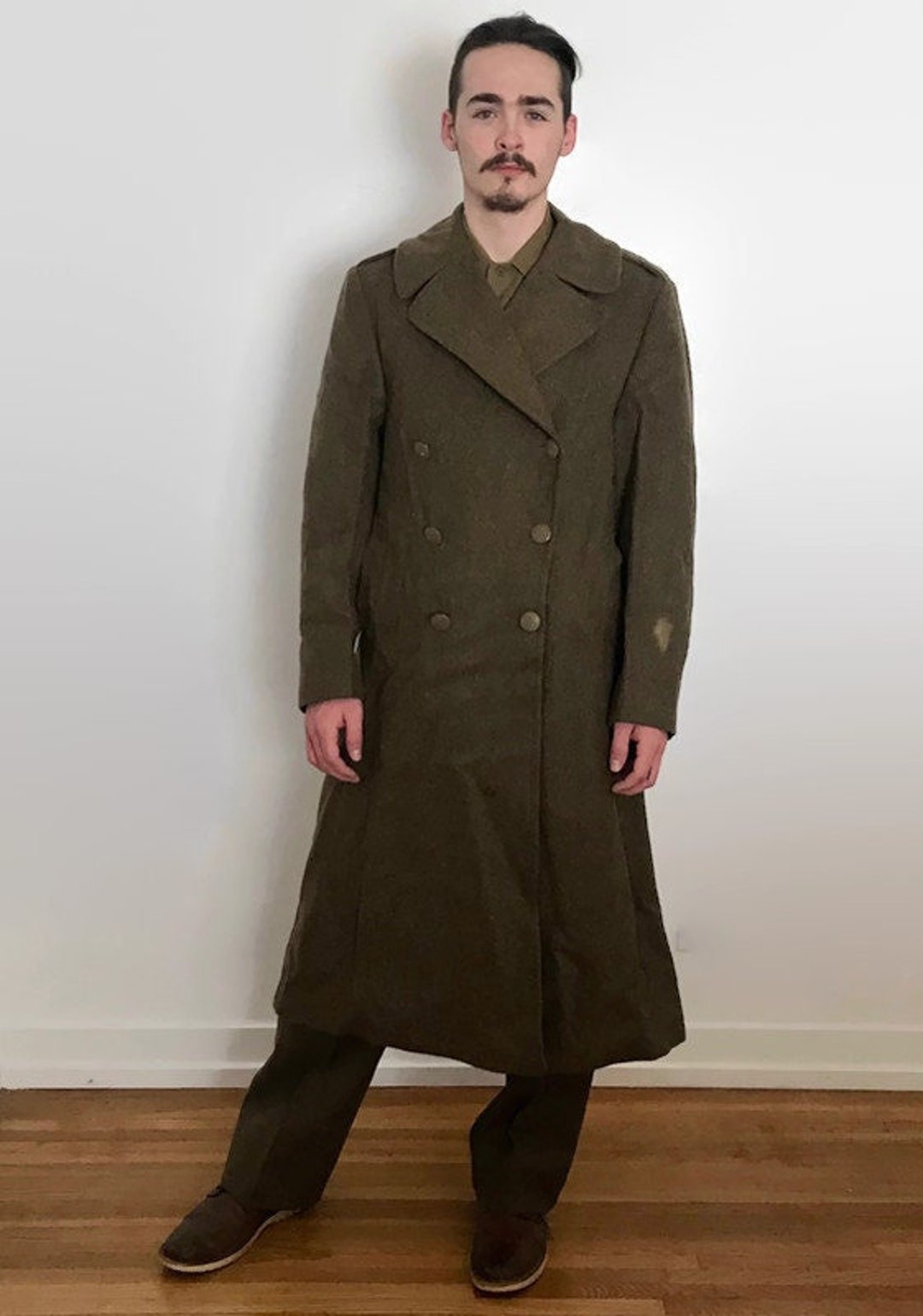 Vintage WWII Olive Drab Boiled Wool U.S. Military Trench Coat - Etsy