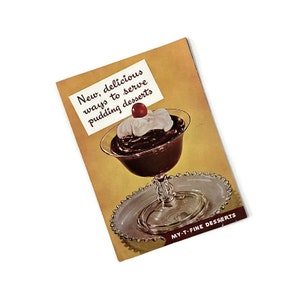 Vintage My-T-Fine Pudding Recipe Booklet | Mid-Century Dessert Cookbook | Retro Tri-Fold Pamphlet | 1950s Recipes