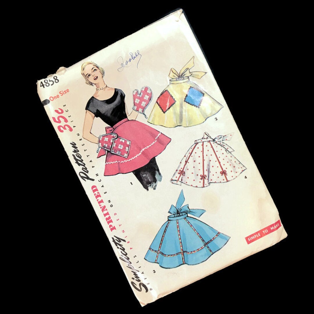 Vintage 1950s Simplicity Misses' Apron & Matching Mitts Pattern 4858 ...