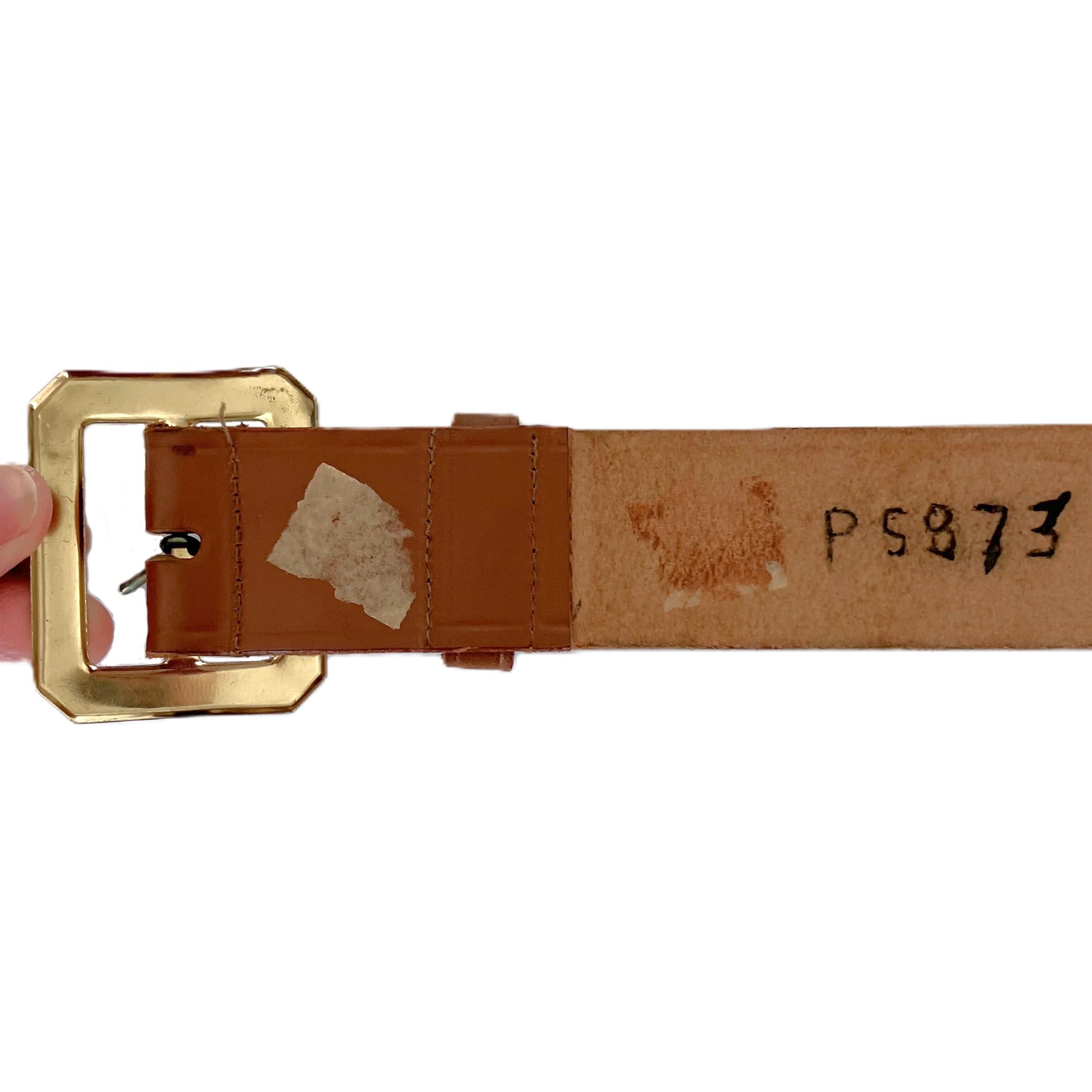 Vintage Genuine Leather Belt: Gold Buckle, Size 34 Men display picture 3