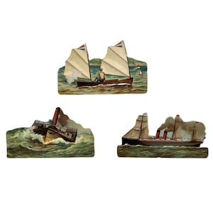 RARE 1889 Tabak Karten | Gefäßarten N139 | Grauer Jagdhund | Side-Wheeler | Rennkanu | Knapp Lithographie