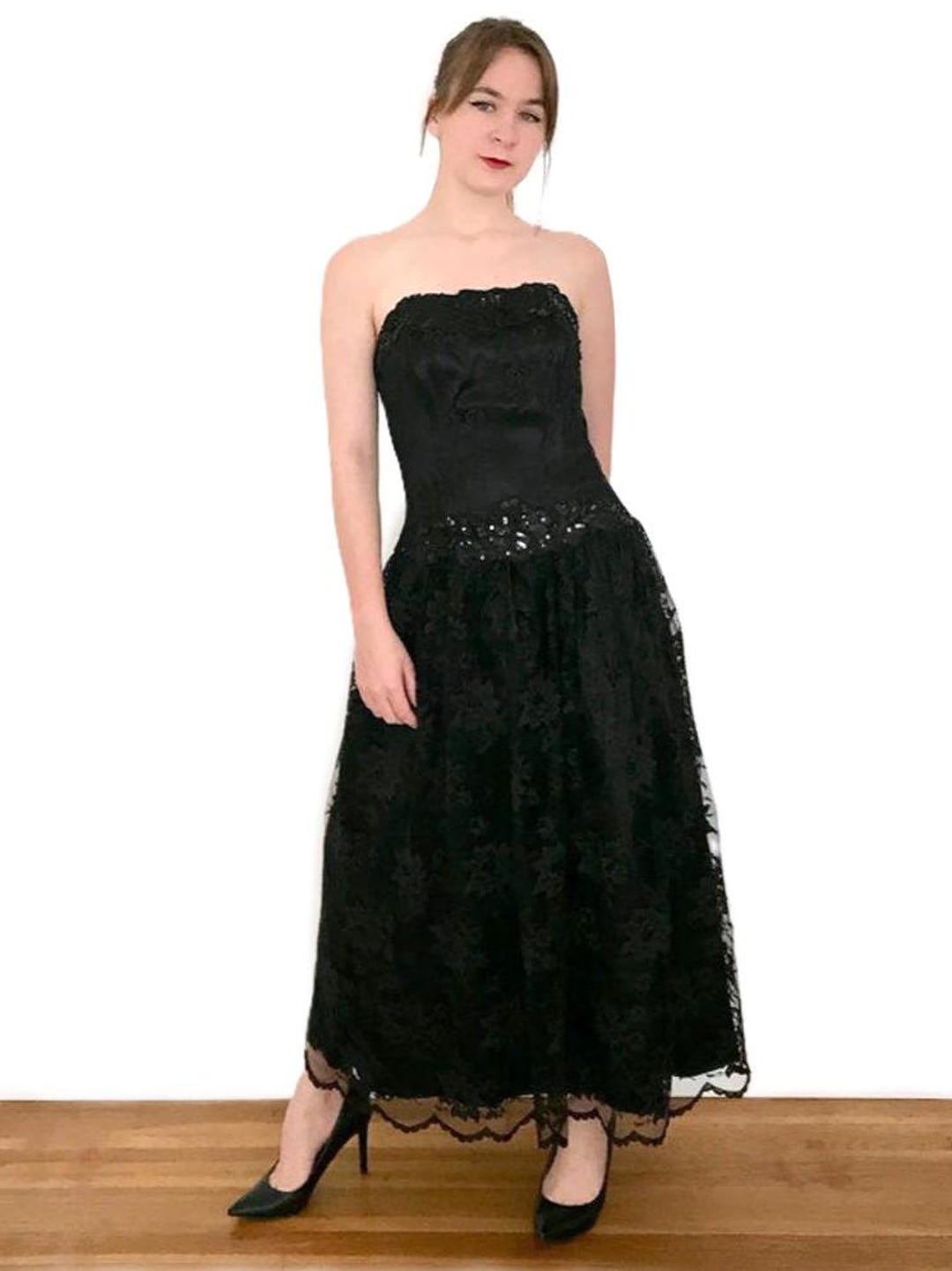 jessica mcclintock black dress Vintage Bow Strapless Gown Prom Bubble Long Colors may vary on different computer screens Jessica McClintock | Dresses |
