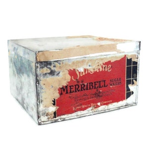 Antique Sunshine Biscuits Tin | Merribell Sugar Wafers Container | Loose-Willes Biscuit Co | Large Vintage Kitchen Storage