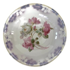 1909-1916 Three Crown China Bowl | Antique German Roses | Jonroth Import Purple Floral | Unger & Schilde