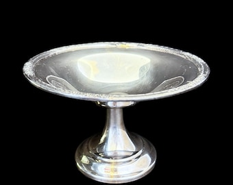 Vintage International Silverplate Pedestal Compote Bowl | Camille Pattern Rose Border Candy Dish