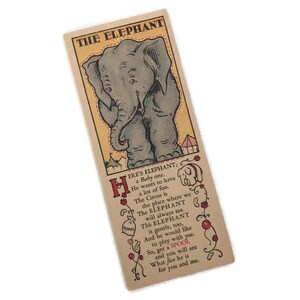 Vintage 1931 Garnrollen Zoo Karte | Coats & Clark Elefant Papier Spielzeug | Seltene Werbeephemera | Depression Ära Sammlerstück | John Martin