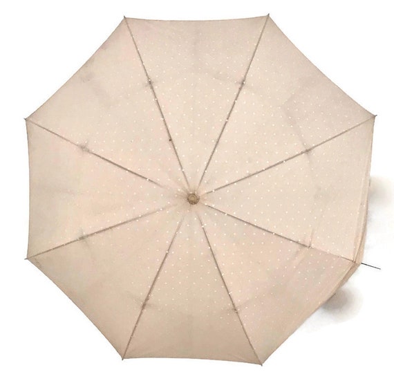 Vintage Powder Pink Polka Dot Japanese Umbrella - image 3