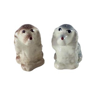 Vintage Cocker Spaniel Salt and Pepper Shakers | Brown Gray Dog | Kitchen Decor | Mid Century Animal Ceramic Collection | Dogs