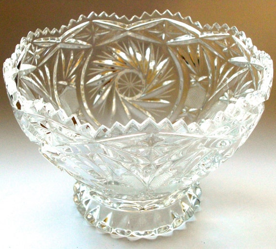 Items similar to Polish Lead Crystal Footed Fruit Bowl on Etsy