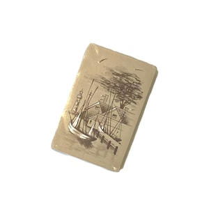 Vintage Sealed Playing Cards | 1940-1965 Tax Stamp | Sailboat Lighthouse | Coastal Scene | Maritime Living | Factory Sealed