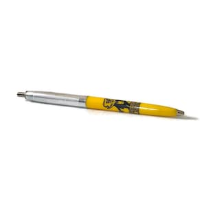 Vintage Kernel Renk Ballpoint Pen | Midcentury Yellow Silver | 5.25in | Replaceable Ink Cartridge | Retro Office
